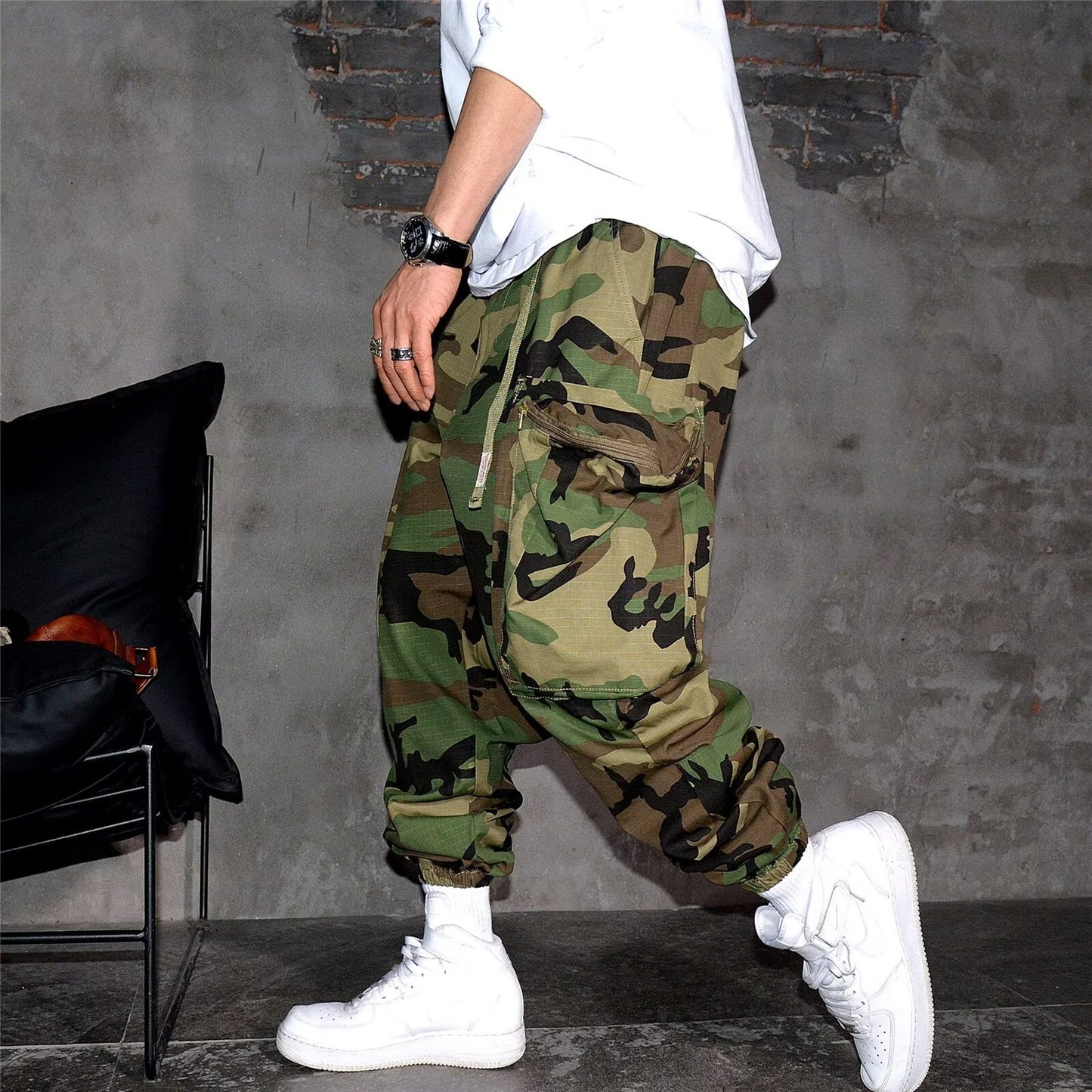 Retro High Street Camouflage Men Casual Pants